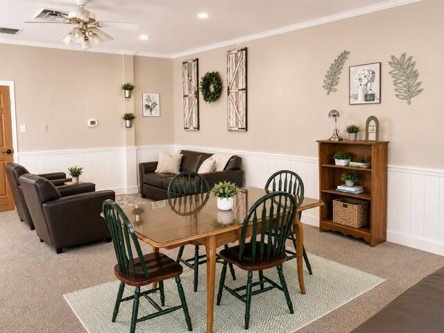 Visitation room where families and guests visit with youth