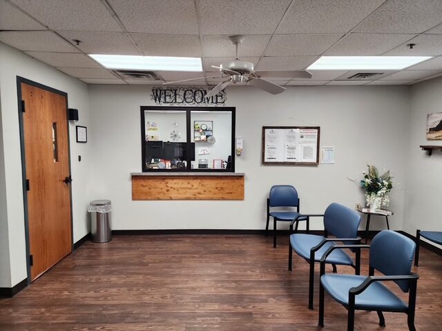 Comfortable waiting room seating at Whole Health Primary Care