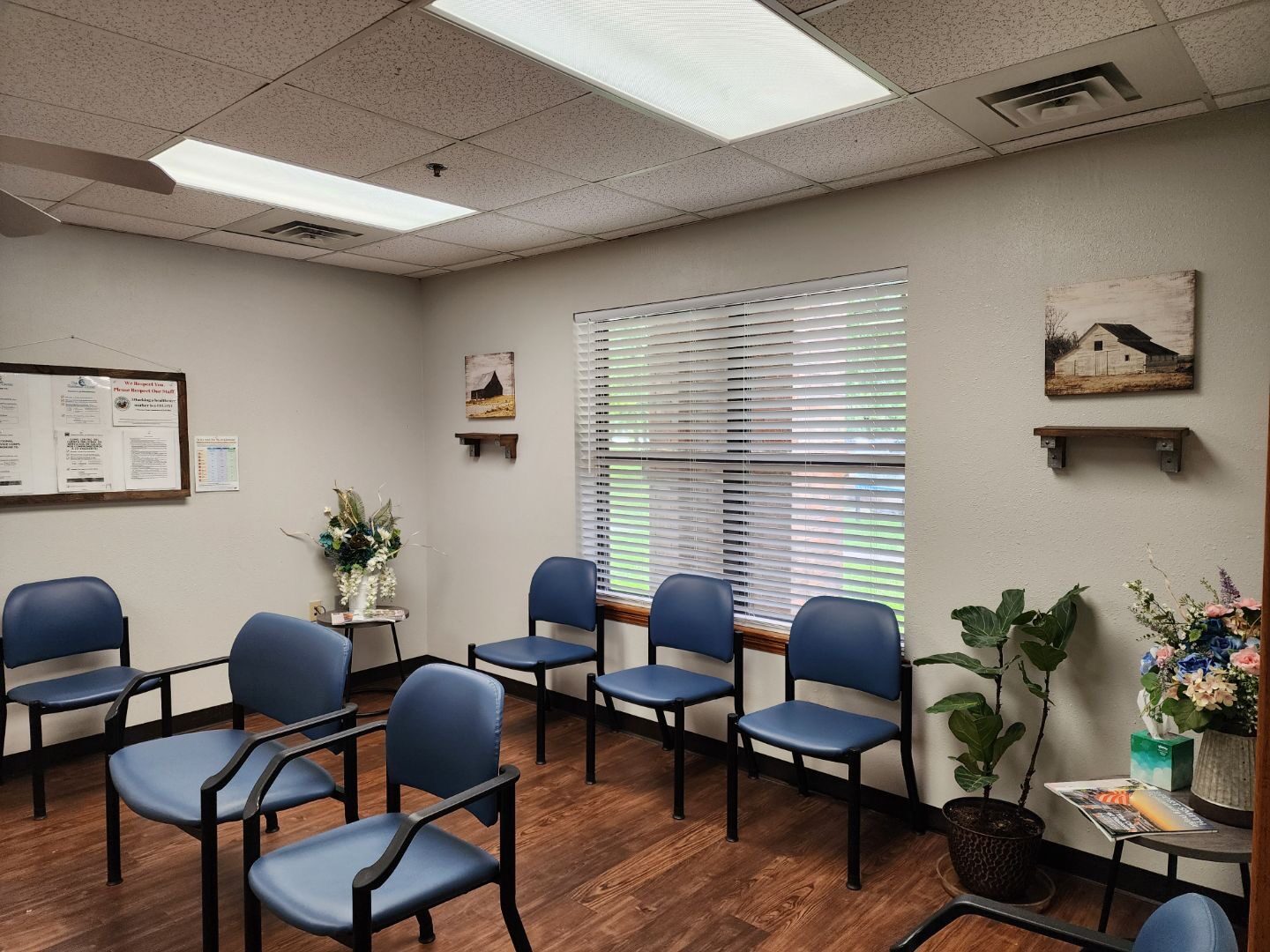 Natural light through the waiting room windows at Whole Health Primary Care